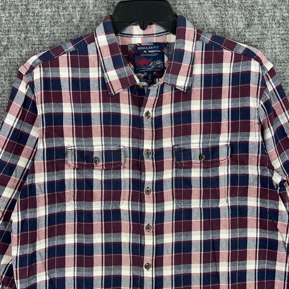 OLD NAVY SHIRT MENS XL FLANNEL VINTAGE RETRO LONG-SLEEVE BUTTON-FRONT EASY-CARE - Picture 3 of 13